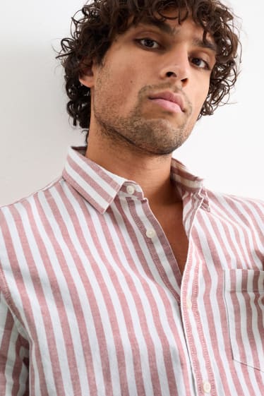 Men - Shirt - regular fit - Kent collar - striped - red