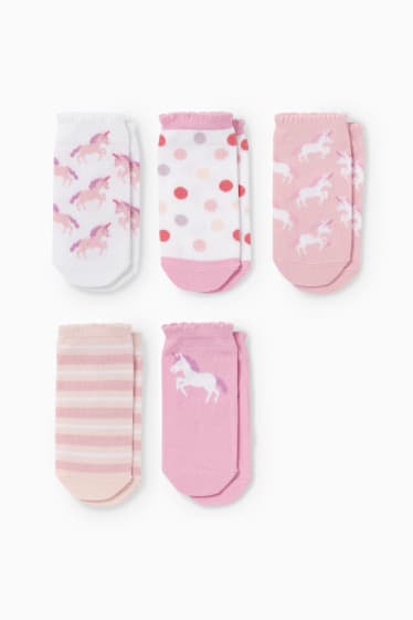 Children - Multipack of 5 - unicorn - trainer socks with motif - pink