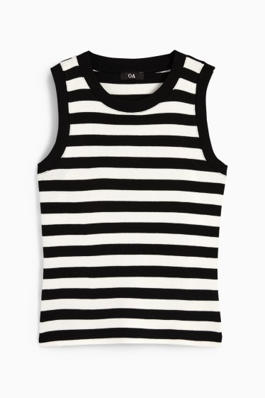 Women - Knitted top - striped - black / white