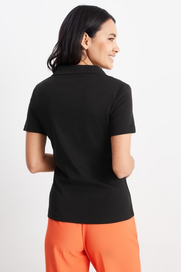 Damen - Multipack 2er - Basic-Poloshirt - weiss / schwarz