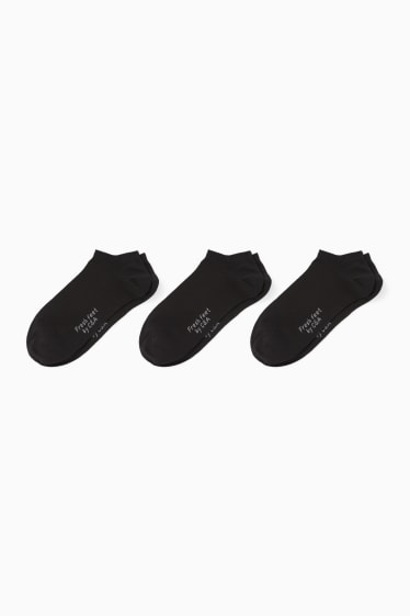 Heren - Set van 3 paar - sneakersokken - aloë vera - zwart