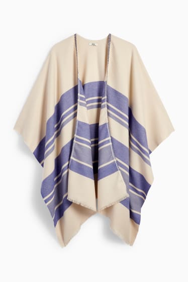 Femmes - Poncho - à rayures - violet