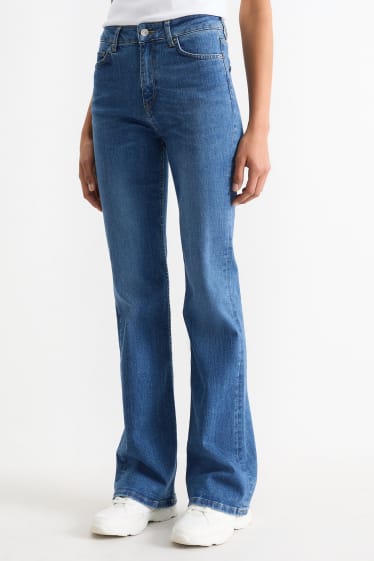 Femei - Flare jeans - high waist - denim-albastru