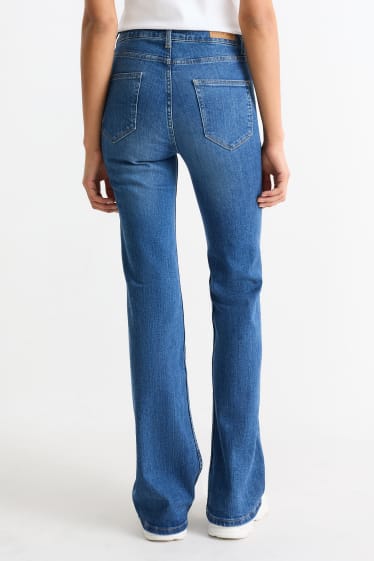 Femei - Flare jeans - high waist - denim-albastru