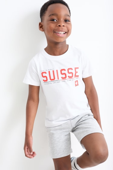 Kinder - Schweiz - Kurzarmshirt - weiss