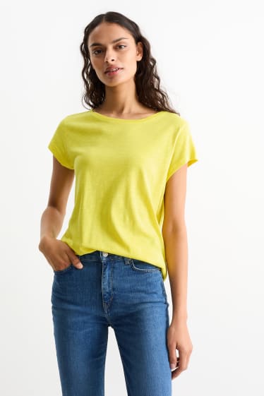 Dames - Basic T-shirt - geel