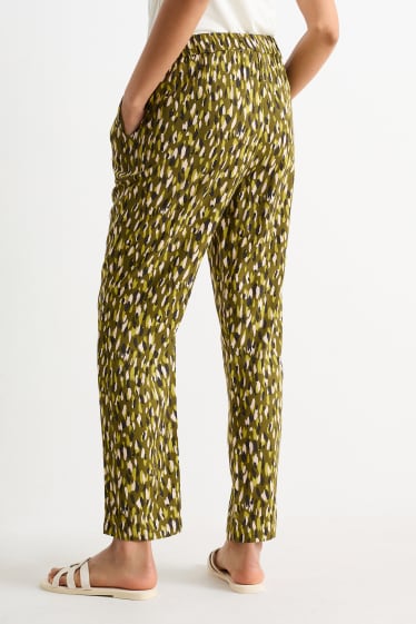 Dames - Pantalon - mid waist - tapered fit - met patroon - groen