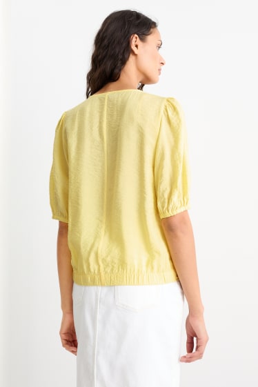Women - Blouse with knot detail - yellow