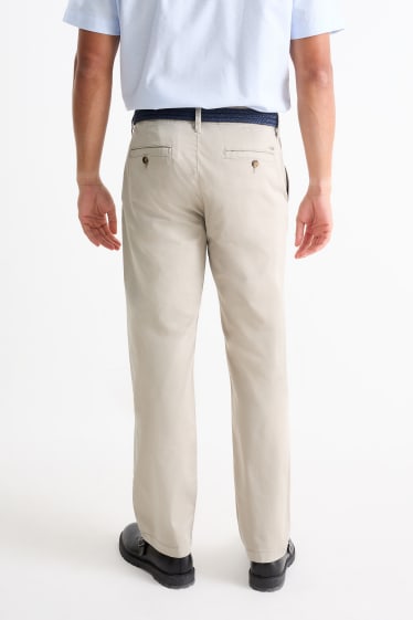 Hommes - Chino avec ceinture - regular fit - beige clair