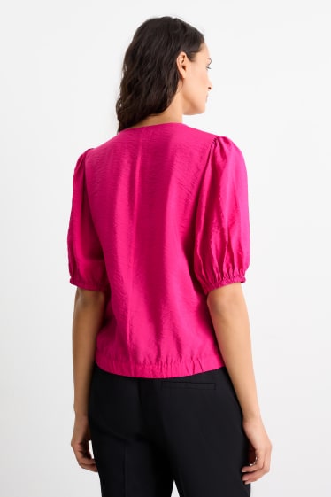 Women - Blouse with knot detail - dark rose