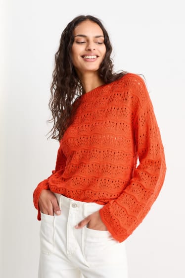 Kobiety - Sweter - pomarańczowy