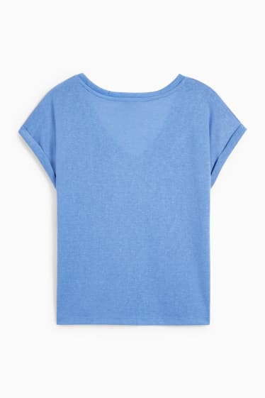 Donna - T-shirt con scollo a V - blu