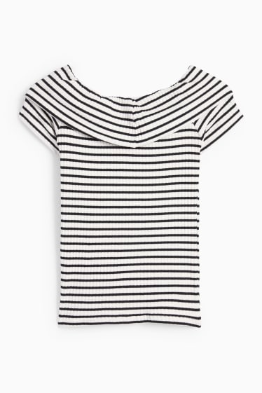 Donna - T-shirt - a righe - bianco / nero