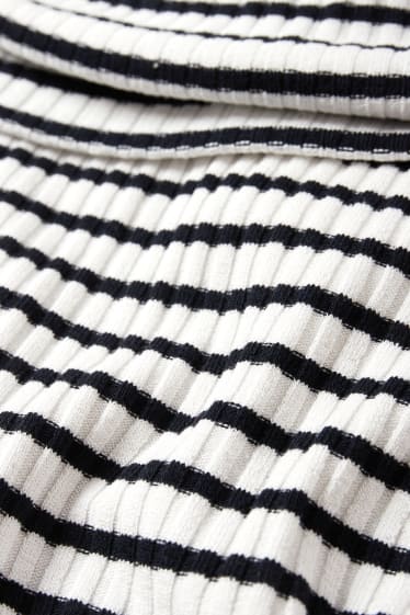 Mujer - Vestido con escote barco - de rayas - blanco / negro