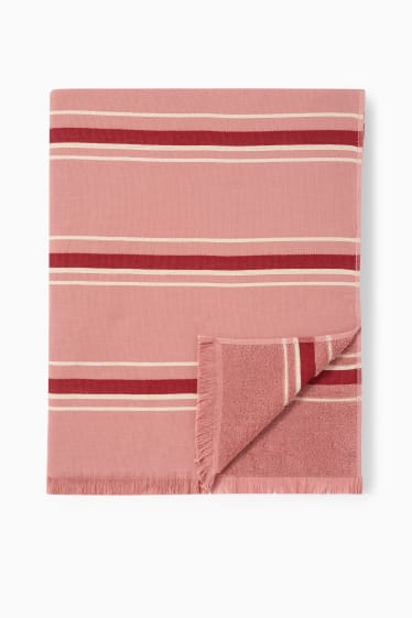 Kobiety - Ręcznik plażowy - w paski- 80 x 160 cm - ciemnoróżowy