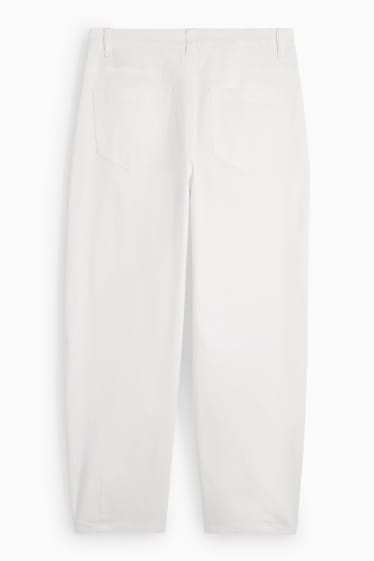 Femmes - Pantalon de toile - mid waist - tapered fit - blanc