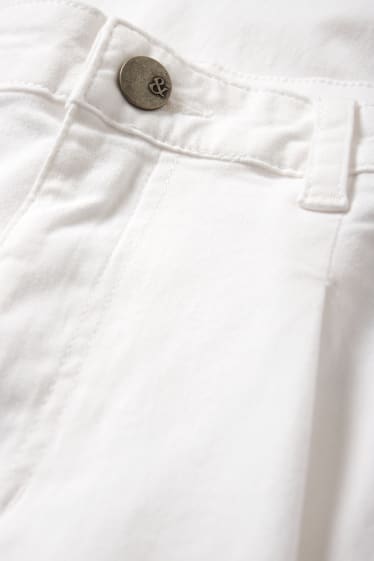 Kobiety - Spodnie materiałowe - średni stan - tapered fit - biały