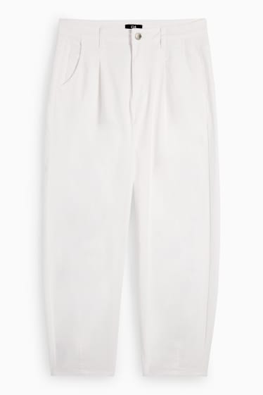 Femmes - Pantalon de toile - mid waist - tapered fit - blanc