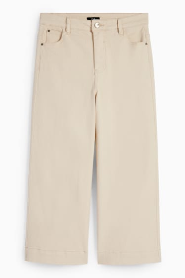 Dames - Pantalon - mid waist - wide leg - licht beige