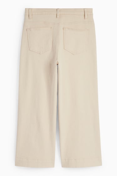 Donna - Pantaloni - vita media - gamba ampia - beige chiaro