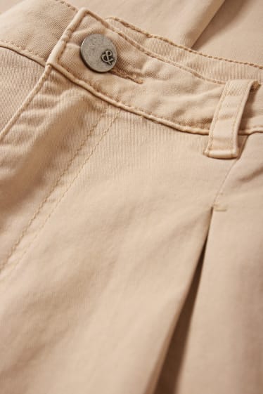 Dámské - Plátěné kalhoty - mid waist - tapered fit - béžová