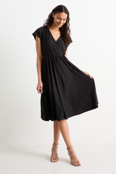 Mujer - Vestido cruzado - negro