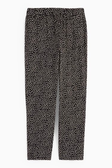 Femei - Pantaloni de stofă - talie medie - tapered fit - cu buline - negru