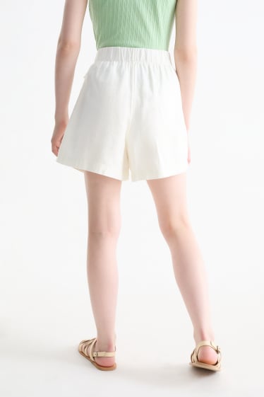 Kinderen: meisjes - Shorts - linnenmix - crème wit