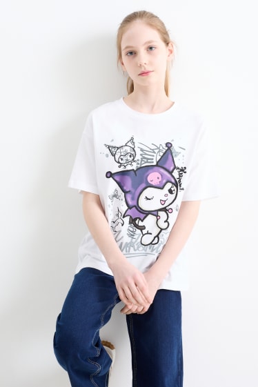 Children Girls - Kuromi - short sleeve T-shirt - white