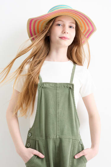 Niños - Sombrero de paja - de rayas - marrón claro