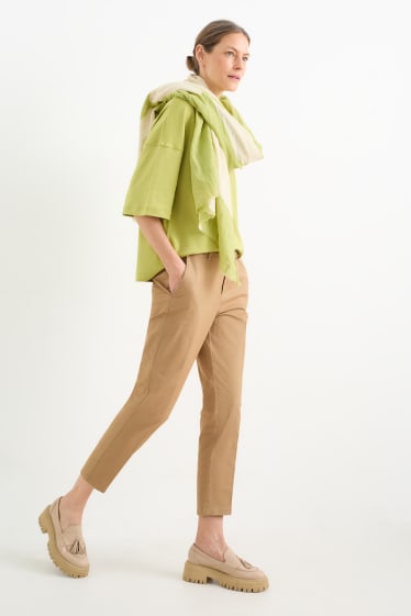 Women - Chinos - mid-rise waist - tapered fit - light brown