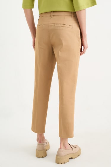 Dámské - Kalhoty chino - mid waist - tapered fit - světle hnědá