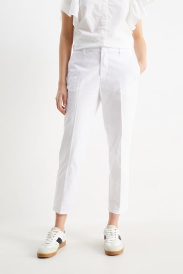 Dámské - Kalhoty chino - mid waist - tapered fit - bílá
