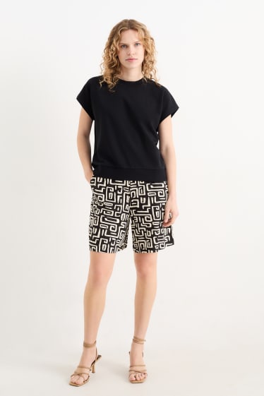 Women - Shorts - high waist - patterned - black