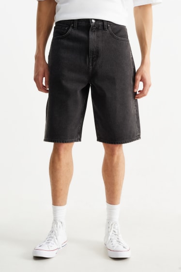 Men - Denim shorts - black