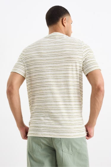 Pánské - Tričko - pruhované - bílá/zelená