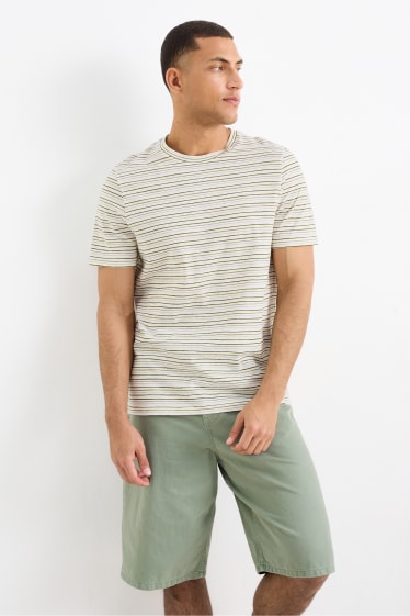 Hommes - T-shirt - à rayures - blanc / vert
