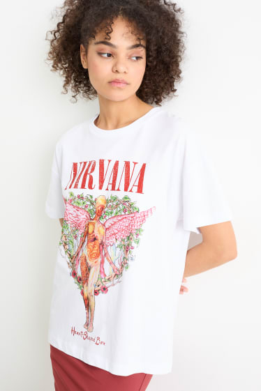 Dames - CLOCKHOUSE - T-shirt - Nirvana - wit