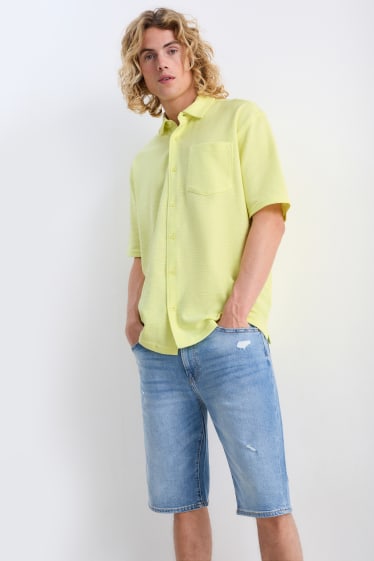 Hommes - Chemise - relaxed fit - col kent - jaune