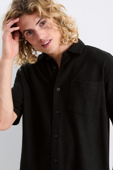 Men - Shirt - regular fit - kent collar - black