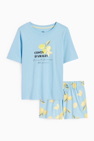 Damen - Shorty-Pyjama - hellblau