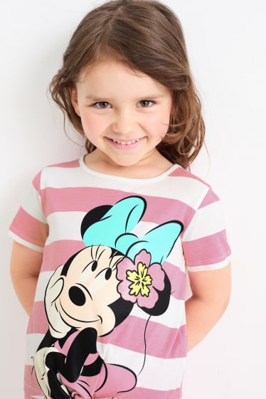 Niños - Pack de 2 - Minnie Mouse - camisetas de manga corta con nudo - rosa