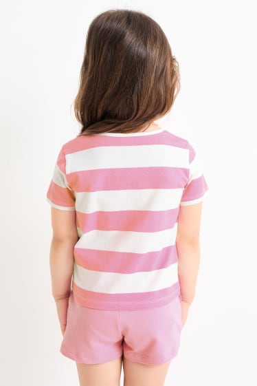 Kinderen - Set van 2 - Minnie Mouse - T-shirt met knoop in de stof - roze
