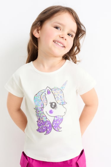 Copii - Unicorn - tricou cu mânecă scurtă - aspect lucios - alb