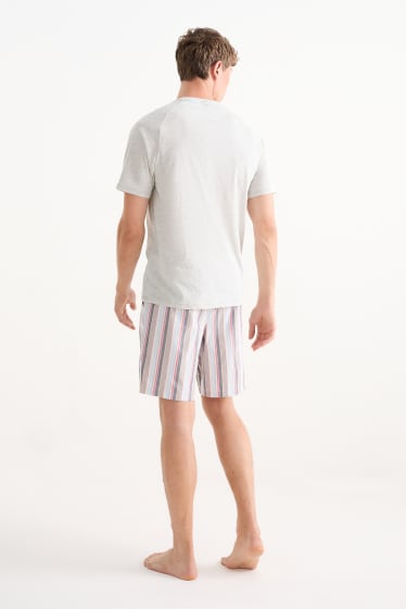 Mężczyźni - Letnia piżama - jasnoszary-melanż