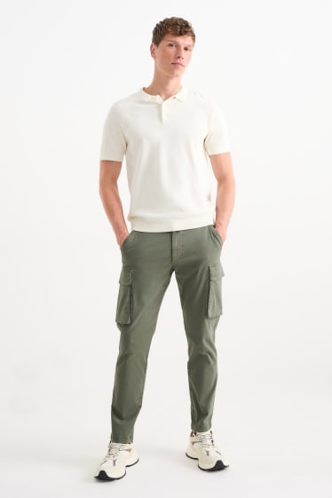 Hommes - Pantalon cargo - regular fit - vert