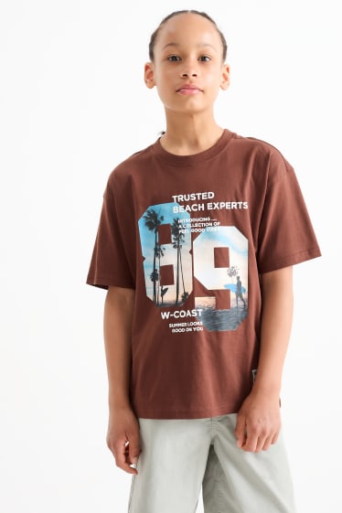 Dzieci - Palmy - koszulka z krótkim rękawem - ciemnobrązowy