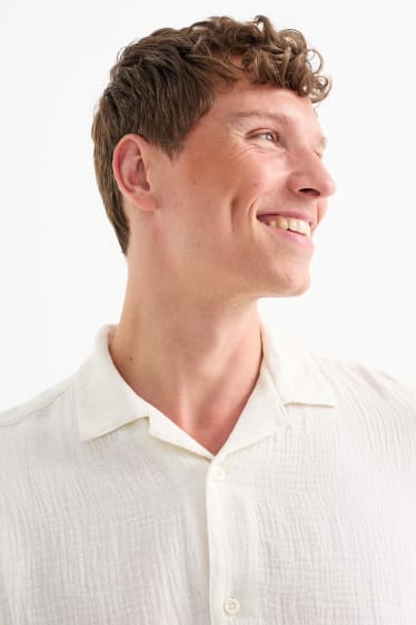 Men - Shirt - regular fit - lapel collar - cremewhite