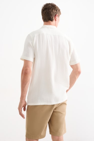 Men - Shirt - regular fit - lapel collar - cremewhite