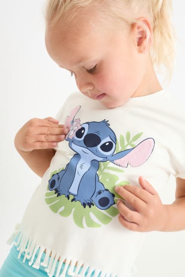Dzieci - Lilo i Stitch - zestaw - koszulka i kolarki - 2 części - kremowobiały